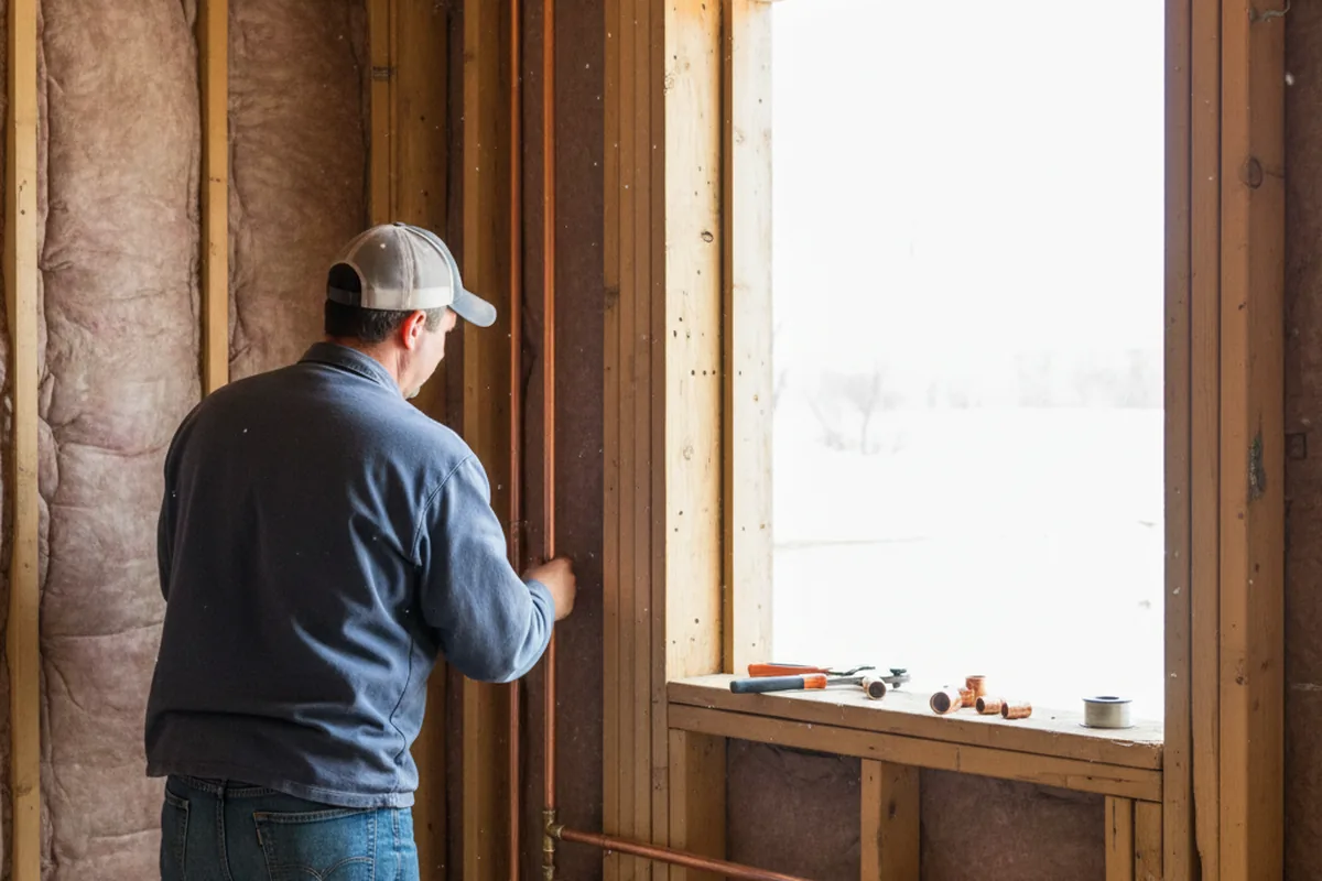 Licensed plumber running new copper supply lines in a Sedalia home