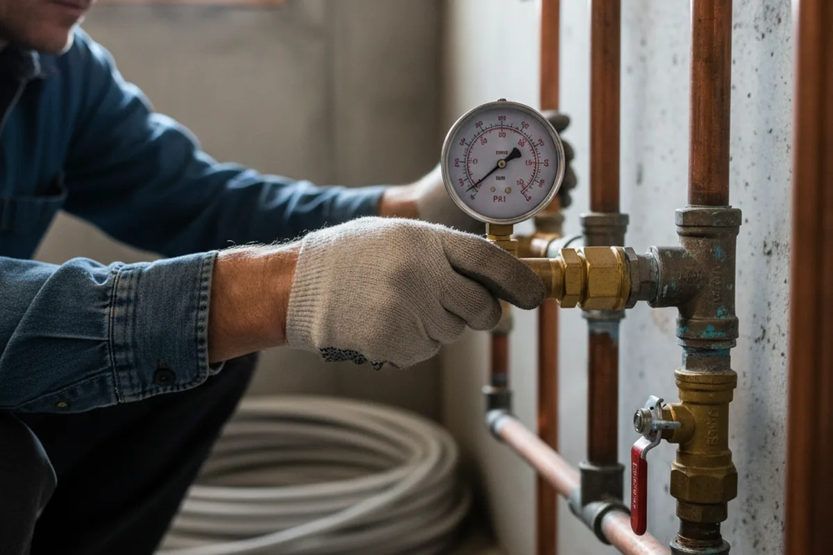 Pressure testing a repaired line during Water Line Repair in Sedalia
